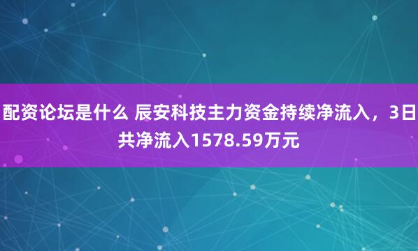 配资论坛是什么 辰安科技主力资金持续净流入，3日共净流入1578.59万元